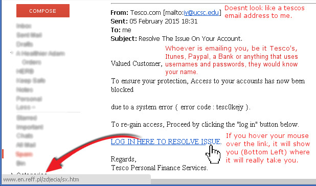 Fake Tesco Email
